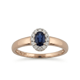 Zlatý prsteň s prírodným zafírom a briliantmi "Royal Blue Halo" 1
