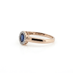 Zlatý prsteň s prírodným zafírom a briliantmi "Royal Blue Halo" 2