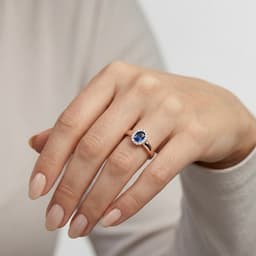 Zlatý prsteň s prírodným zafírom a briliantmi "Royal Blue Halo" 3